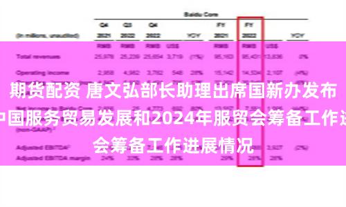 期货配资 唐文弘部长助理出席国新办发布会介绍中国服务贸易发展和2024年服贸会筹备工作进展情况